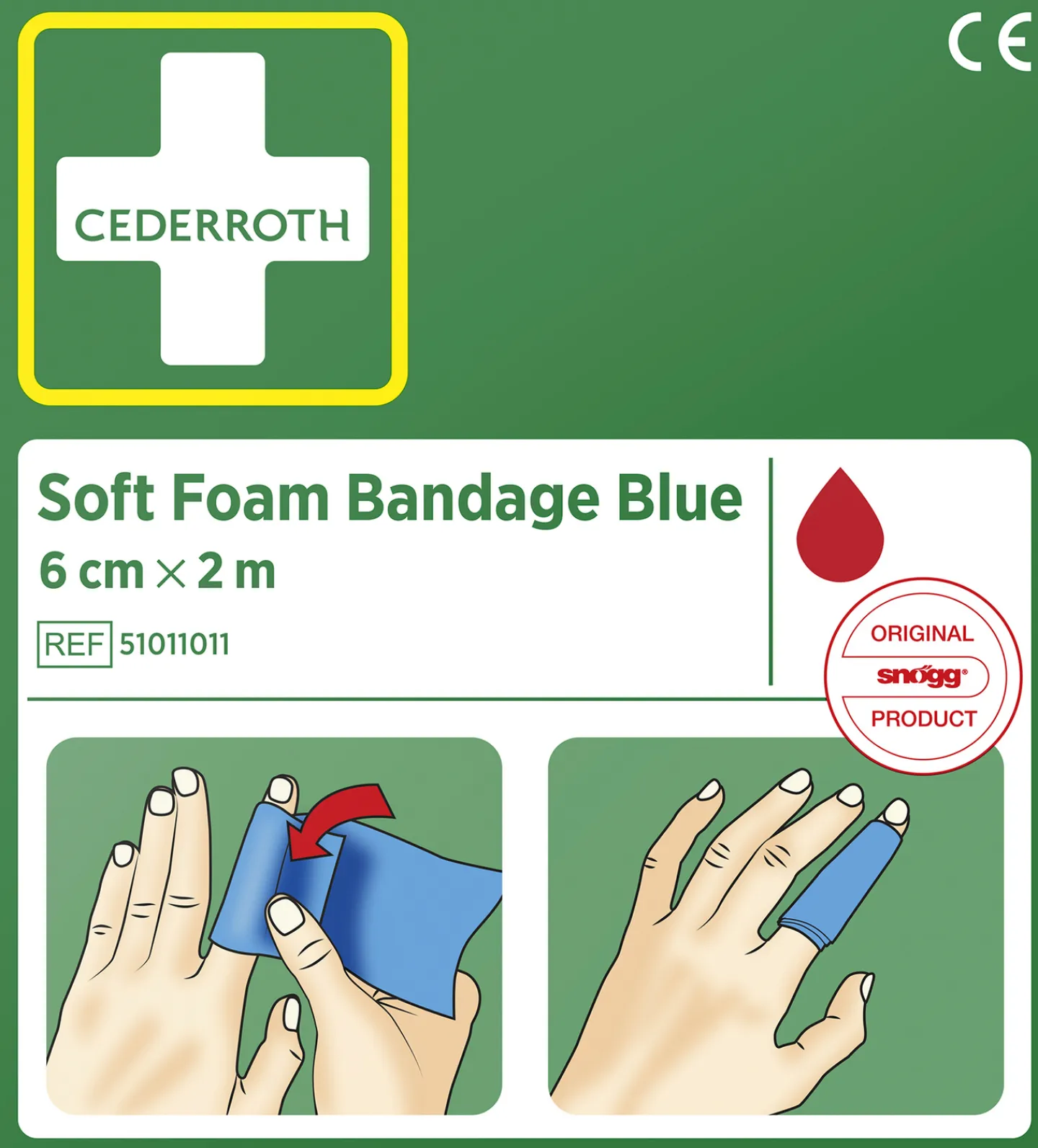 CEDERROTH Bandage Och Plåster<BANDAGE SOFT FOAM BLUE 6CM 2M