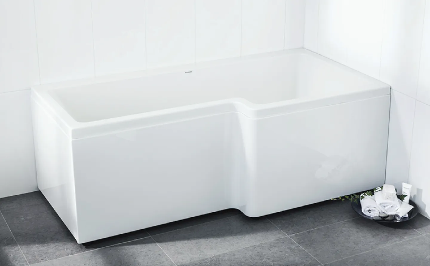 SVEDBERGS Badkar<DUSCHBADKAR TORNE VIT HÖGER FRONT 150X70/85X60CM