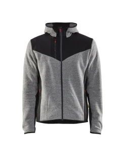 BLÅKLÄDER JACKA 5940 2536 STICKAD MED SOFTSHELL GRÅMELERAD/SVART XXL Outlet