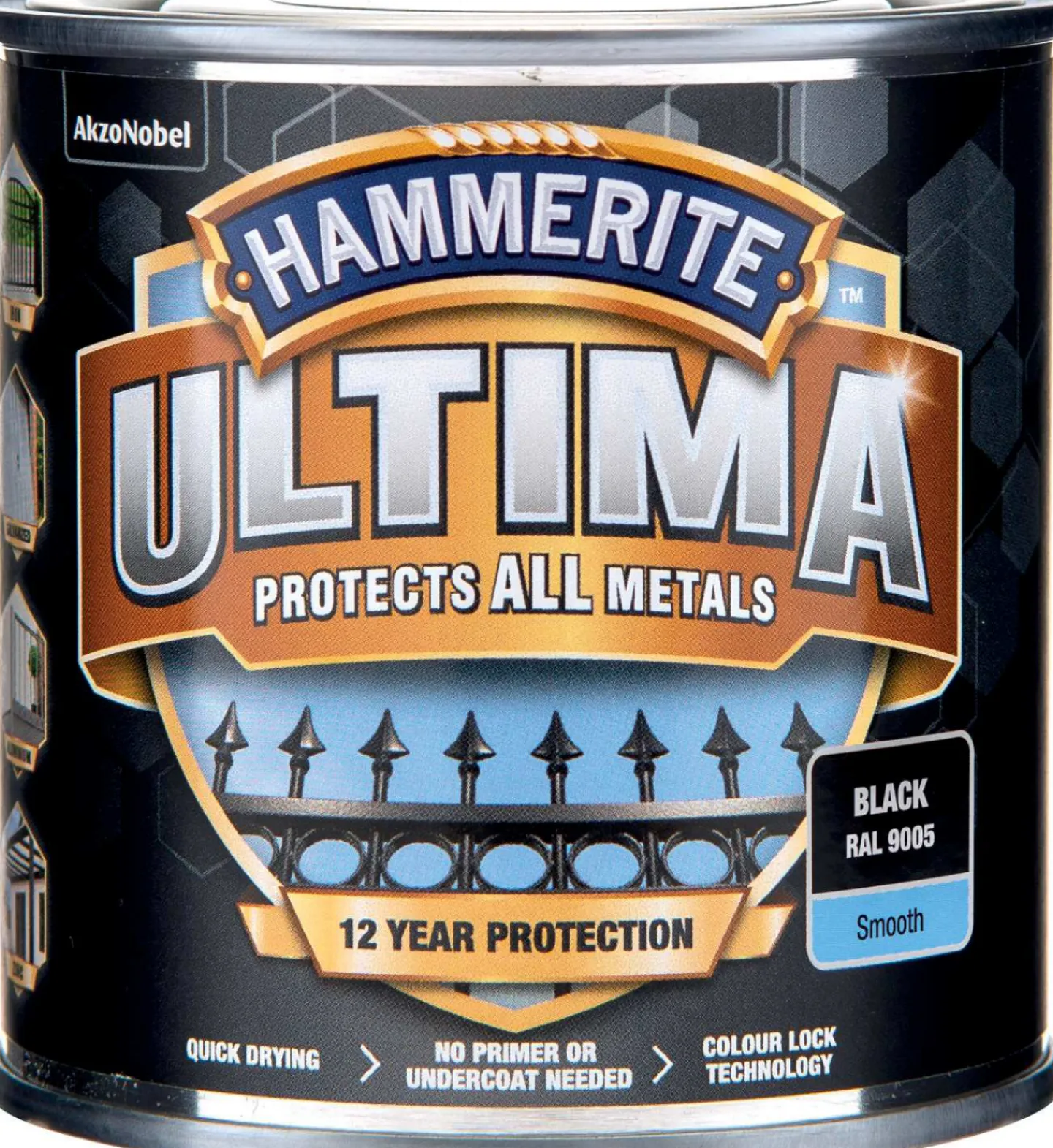 HAMMERITE Lack, Vax Och Olja<SLÄTLACK ULTIMA SVART 250ML