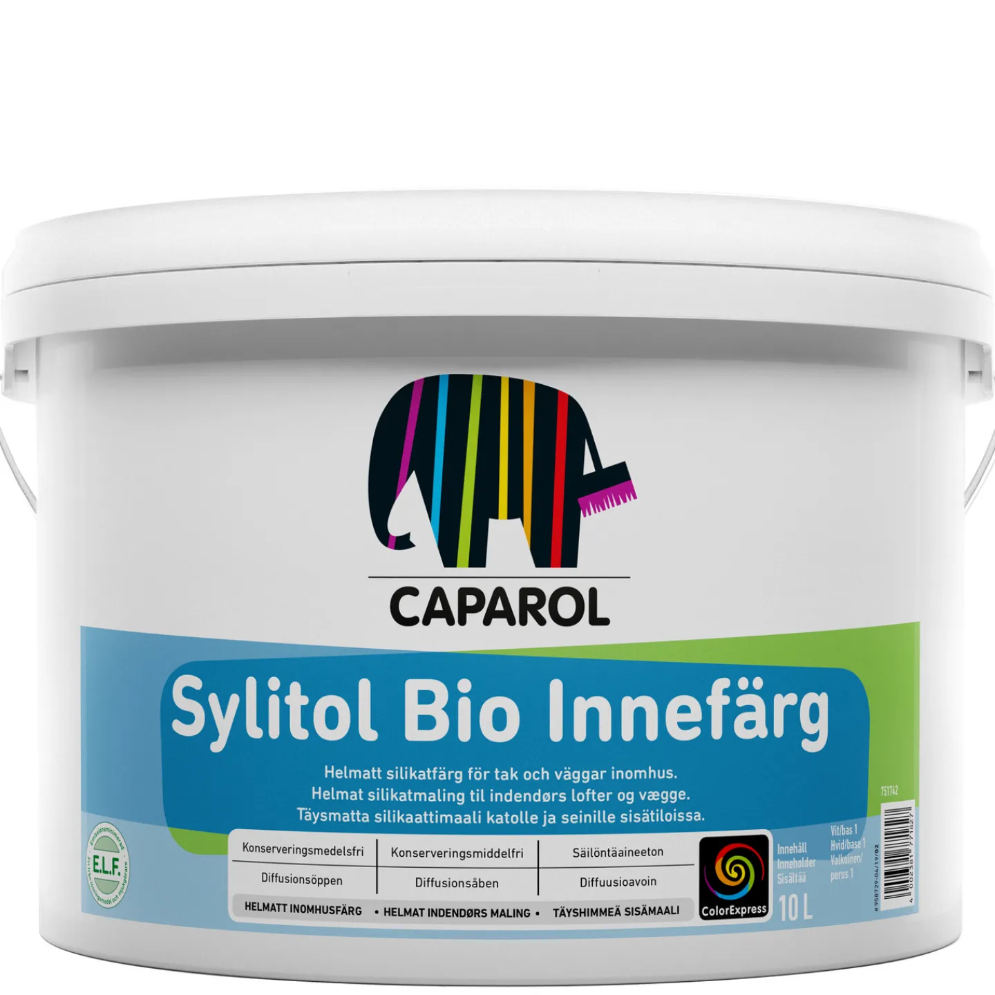 CAPAROL Silikatfärg<SYLITOL BIO INNE VIT/BAS 1 10L SILIKAT VÄGGFÄRG