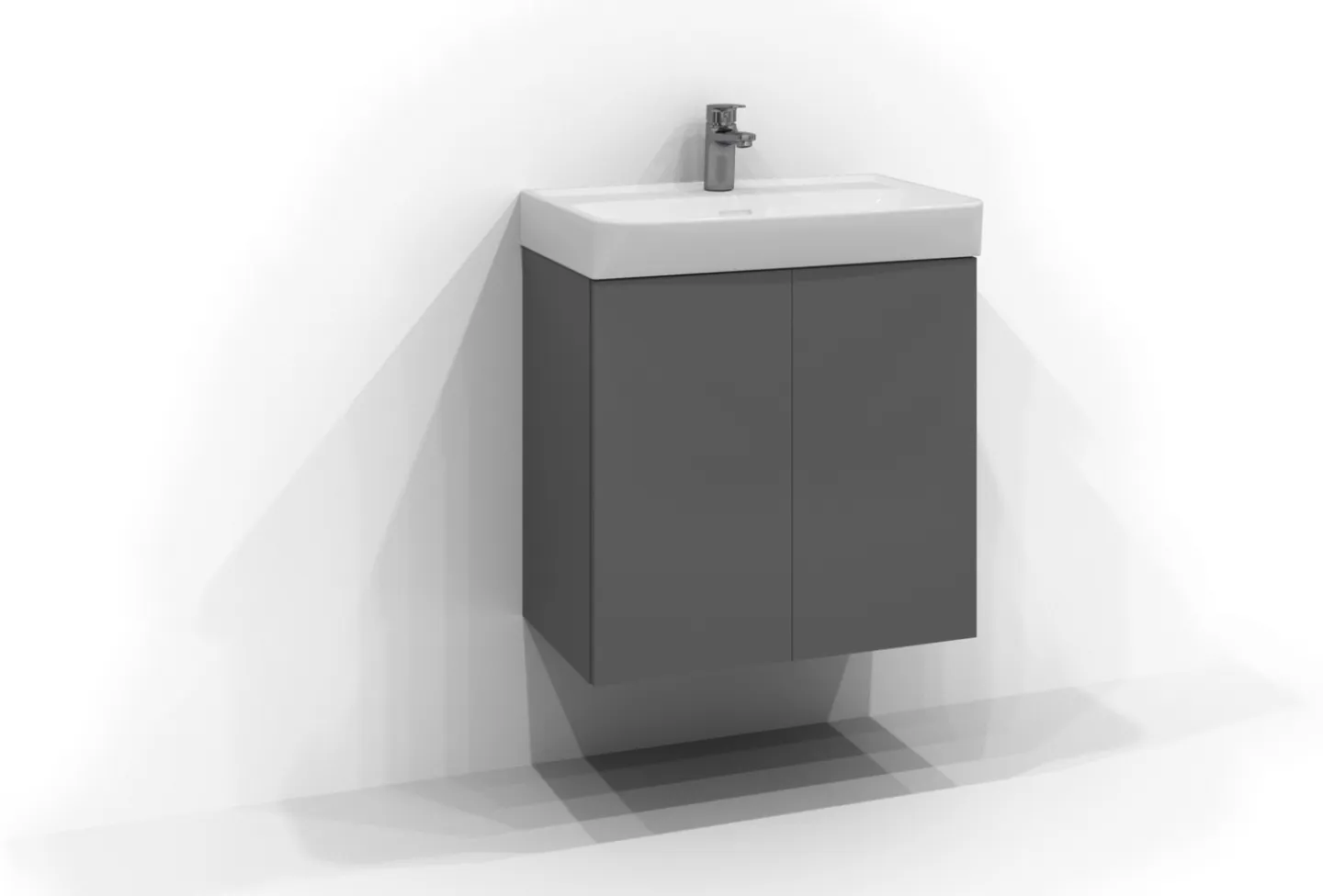 SVEDBERGS TVÄTTSTÄLLSSKÅP BLOC PLAN GRÅ 2DÖRR 60X57X35CM Hot
