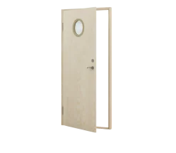 CELLO VARMFÖRRÅDSDÖRR 90X200 V RUNT FÖNSTER OBEHANDLAD Clearance